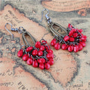 Red Beads Bunch Earrings Dangle Ethnic Tribe Fashion Ear Fish Hook Jewelry