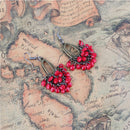 Red Beads Bunch Earrings Dangle Ethnic Tribe Fashion Ear Fish Hook Jewelry
