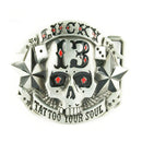 SKULL & CROSSBONES BELT BUCKLE GOTHIC BIKER ROCK PUNK FIT SNAP BELT