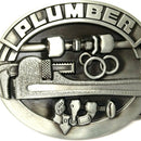 Carved PLUMBER 3D Saw Tools Pattern Oval Alloy Belt Buckle for Men Cowboy Leather Belt Accessories - Antique Bronze
