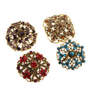 12 Piece/Set Lady Girls Colored Rhinestones Flower Brooch Pins Bouquet Kit