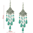 Bohemian Long Bead Tassel Turquoise Drop Dangle Earrings Handmade Eardrop Fashion Jewelry for Women