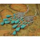 Bohemian Long Bead Tassel Turquoise Drop Dangle Earrings Handmade Eardrop Fashion Jewelry for Women