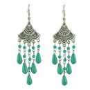 Bohemian Long Bead Tassel Turquoise Drop Dangle Earrings Handmade Eardrop Fashion Jewelry for Women
