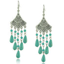 Bohemian Long Bead Tassel Turquoise Drop Dangle Earrings Handmade Eardrop Fashion Jewelry for Women