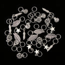 35pcs Hip hop Metal Assorted Style Flower Shell Leaf Hair Braid Rings Pendants Pin Loops Headband Hair Accessories