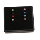 8 Pieces 316L Stainless Steel Shiny Plum Flower Rhinestone Cartilage Earrings Nose Stud Pin 18 Gauge