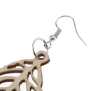 DIY Unfinished Wooden Earrings Tree Leaf Dangle Drop Hook Earrings Party Jewelry