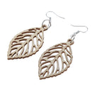DIY Unfinished Wooden Earrings Tree Leaf Dangle Drop Hook Earrings Party Jewelry