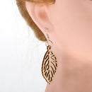 DIY Unfinished Wooden Earrings Tree Leaf Dangle Drop Hook Earrings Party Jewelry
