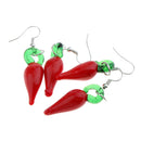 2 Pairs Lampwork Glass Chili Pepper Dangle Earring Statement Earring Jewelry
