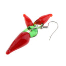 2 Pairs Red Hot Lampwork Glass Cluster Chili Pepper Dangle Earrings Stylish