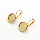 20 Pcs Leverback Dangle DIY Earring Findings with Round Cabochon Settings - Gold