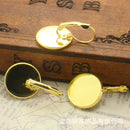 20 Pcs Leverback Dangle DIY Earring Findings with Round Cabochon Settings - Gold