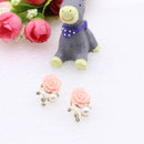Charm Enamel Rose Mini Pearl Rhinestone Studs Piercing Earrings for Women
