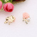 Charm Enamel Rose Mini Pearl Rhinestone Studs Piercing Earrings for Women
