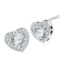 1 Pair Ladies Fashion White Gold Plated Heart Shape Zircon Ear Stud Earrings