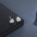 1 Pair Ladies Fashion White Gold Plated Heart Shape Zircon Ear Stud Earrings