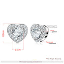 1 Pair Ladies Fashion White Gold Plated Heart Shape Zircon Ear Stud Earrings