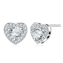 1 Pair Ladies Fashion White Gold Plated Heart Shape Zircon Ear Stud Earrings