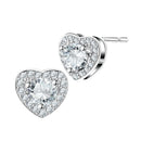 1 Pair Ladies Fashion White Gold Plated Heart Shape Zircon Ear Stud Earrings