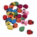 100pcs Mixed Painted Ladybug Wood Spacer Beads Wooden Beads For Bracelet Necklace DIY