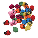 100pcs Mixed Painted Ladybug Wood Spacer Beads Wooden Beads For Bracelet Necklace DIY