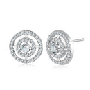 Women Girls Wedding Crystal Zircon Double Loop Studs Earrings Jewelry