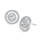 Women Girls Wedding Crystal Zircon Double Loop Studs Earrings Jewelry