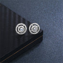 Women Girls Wedding Crystal Zircon Double Loop Studs Earrings Jewelry