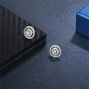 Women Girls Wedding Crystal Zircon Double Loop Studs Earrings Jewelry