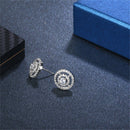 Women Girls Wedding Crystal Zircon Double Loop Studs Earrings Jewelry