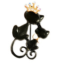 Cute Alloy Couples Crown Bowknot Lovely Cat Brooch Girls Collar Accessory