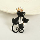 Cute Alloy Couples Crown Bowknot Lovely Cat Brooch Girls Collar Accessory