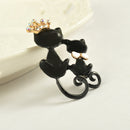 Cute Alloy Couples Crown Bowknot Lovely Cat Brooch Girls Collar Accessory