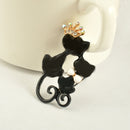 Cute Alloy Couples Crown Bowknot Lovely Cat Brooch Girls Collar Accessory