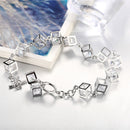 Silver Metal Sparkle Clear CZ Crystal Cubic Geometry Charms Bracelet Chain Bangle Wedding Jewelry