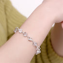 Silver Metal Sparkle Clear CZ Crystal Cubic Geometry Charms Bracelet Chain Bangle Wedding Jewelry