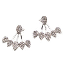 Fashion Peach Heart Shape Stud Earrings Crystal Rhinestone Wedding Jewelry