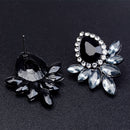 Vintage Luxury Black Flower Petal Crystal Studs Earrings For Women Wedding