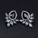 Vintage Luxury Black Flower Petal Crystal Studs Earrings For Women Wedding