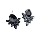 Vintage Luxury Black Flower Petal Crystal Studs Earrings For Women Wedding