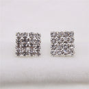 1 Pair Fashion Women Earrings Rhinestone Square Ear Stud Earrings Jewelry