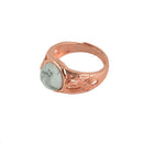 Unisex 10mm Oval White Turquoise Ring Filigree Hollow Flower Cabochon Ring