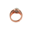 Unisex 10mm Oval White Turquoise Ring Filigree Hollow Flower Cabochon Ring