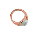 Unisex 10mm Oval White Turquoise Ring Filigree Hollow Flower Cabochon Ring