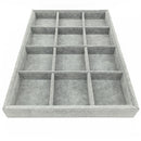 12 Compartment Gray Velvet Jewelry Tray Drawer Organizer Storage Removable Counter Top Showcase