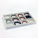 12 Compartment Gray Velvet Jewelry Tray Drawer Organizer Storage Removable Counter Top Showcase