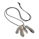 Bohemia Metal Feather Shape Eagle Claw Pendant Necklace Retro Collection