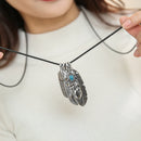 Bohemia Metal Feather Shape Eagle Claw Pendant Necklace Retro Collection